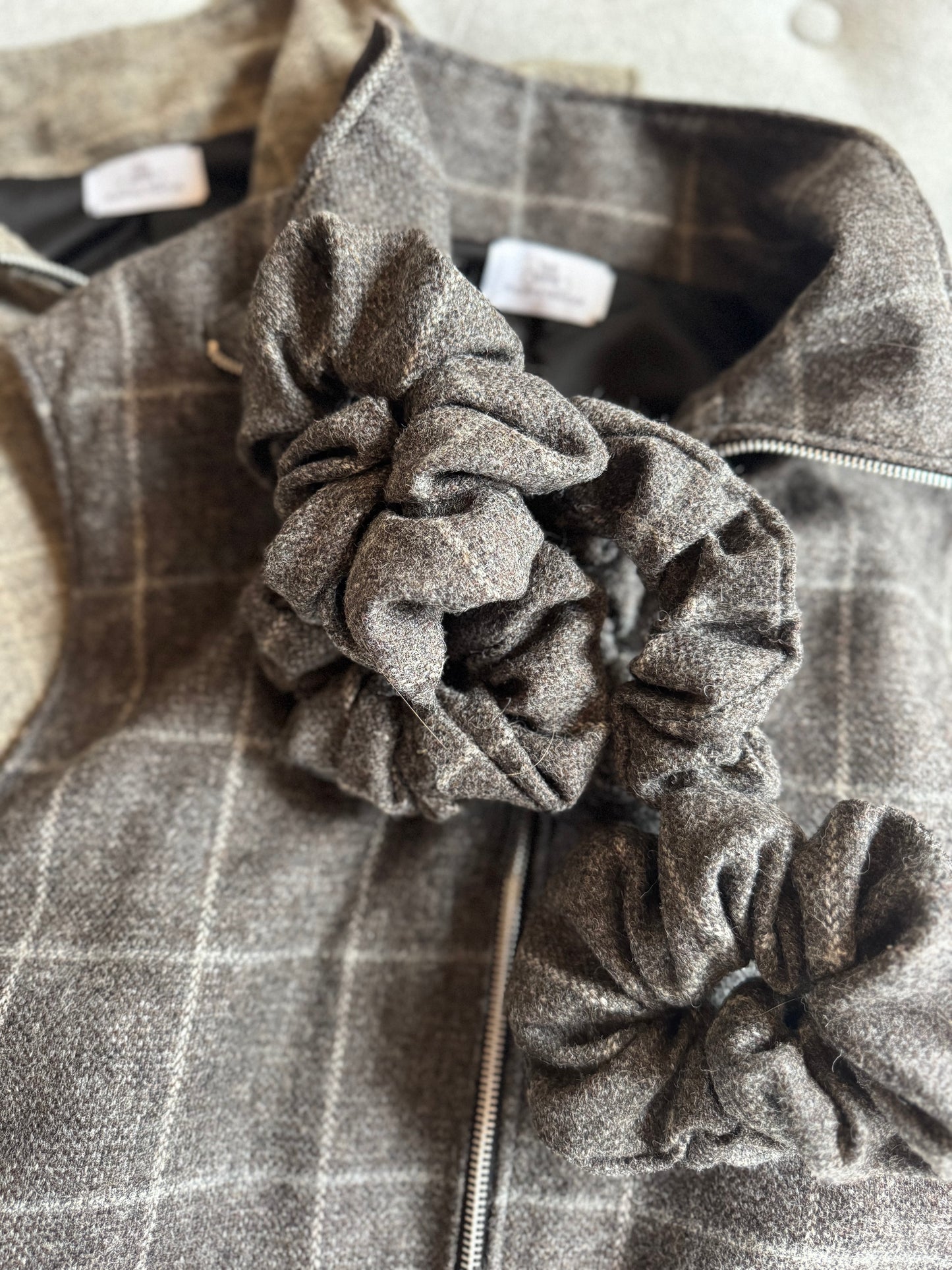 Large Tweed Scrunchie- Chocolate Brown