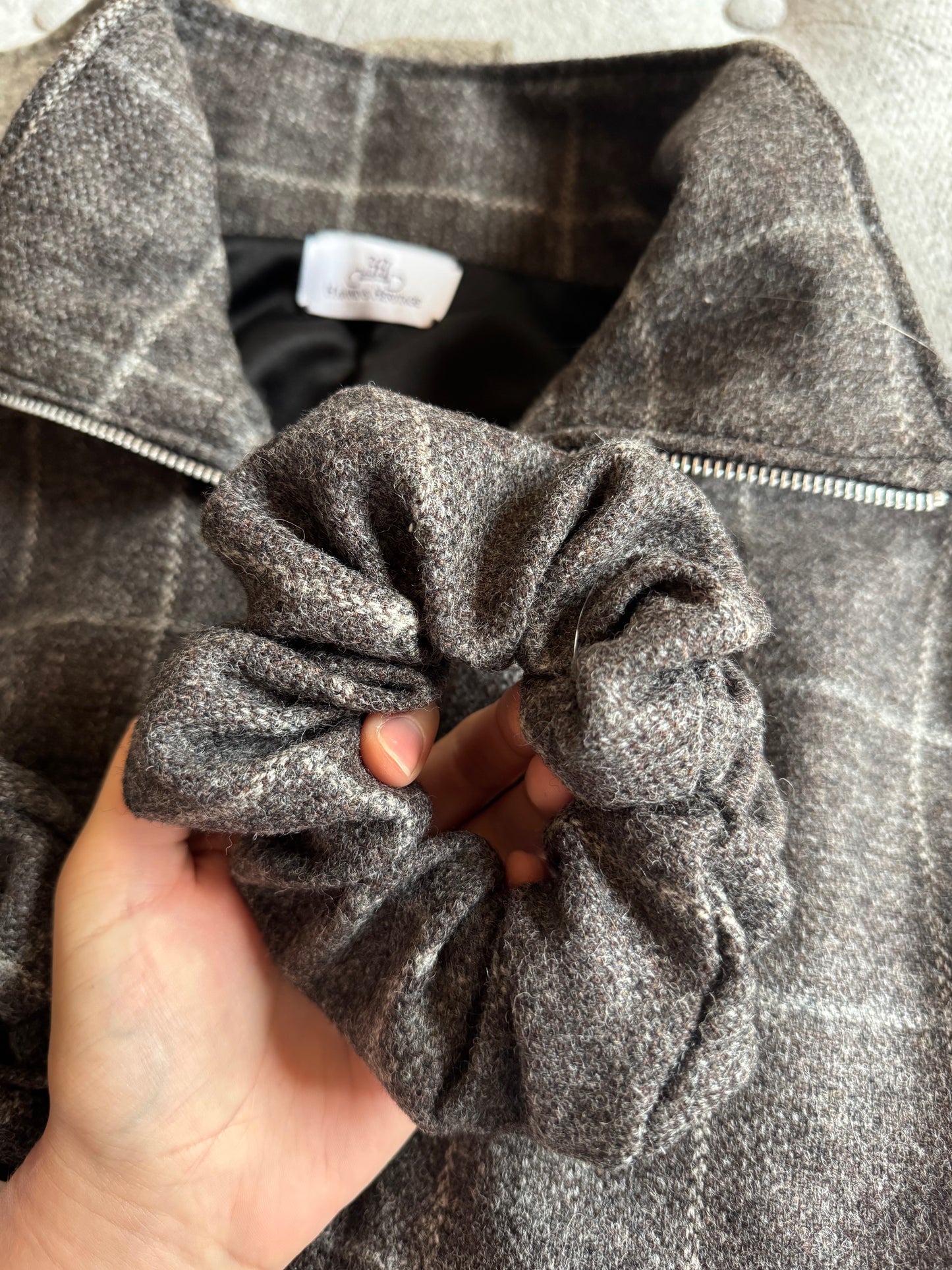 Large Tweed Scrunchie- Chocolate Brown